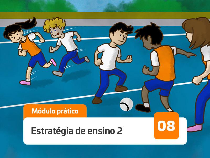 Nessa aula será apresentada e discutida a estratégia de ensino de 3x2 em meia-quadra com um goleiro para ensinar atitudes táticas ofensivas e defensivas do jogo de transição.  Essa é a versão 1 do jogo, em que os defensores, caso recuperem a bola, devem atacar as três metas adaptadas na linha divisória central. Depois, serão adicionadas as versões 2 e 3.